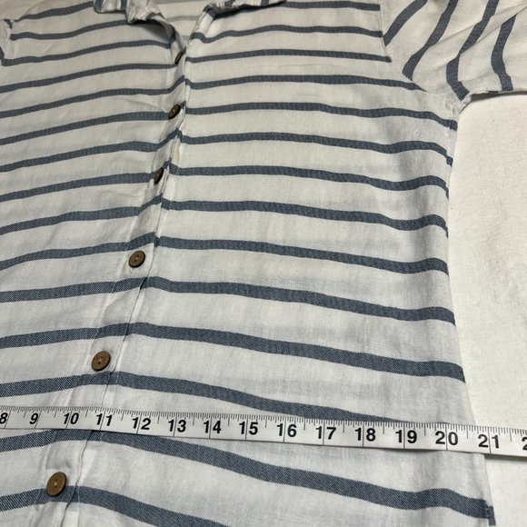 Viola Borghi Women's Shirt Dress Striped Linen Roll Tab Sleeve Size L Italy - Picture 9 of 10